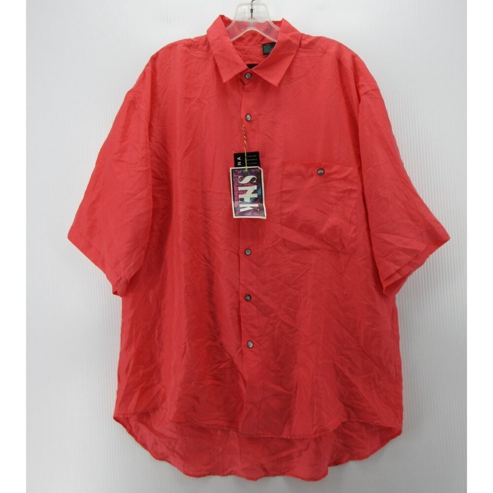 VINTAGE Santana Shirt Large Pink Silk Button Up 90s Lightweight NEW